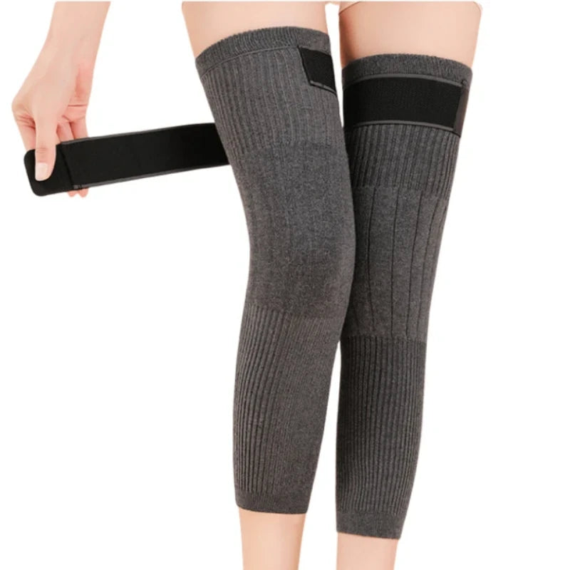 2 PCS Non-Slip Cashmere Wool Knee Pads Brace Leg Warmer with Strap Adjustable for Men & Women